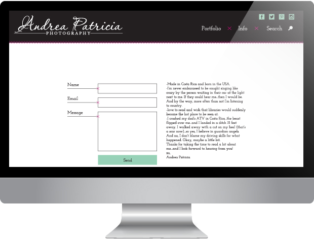 Andrea Patricia Website | Designed by: Sarah McDonald