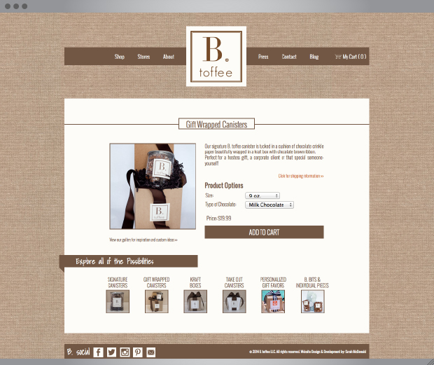 B. toffee Website | Design & Development by: Sarah McDonald